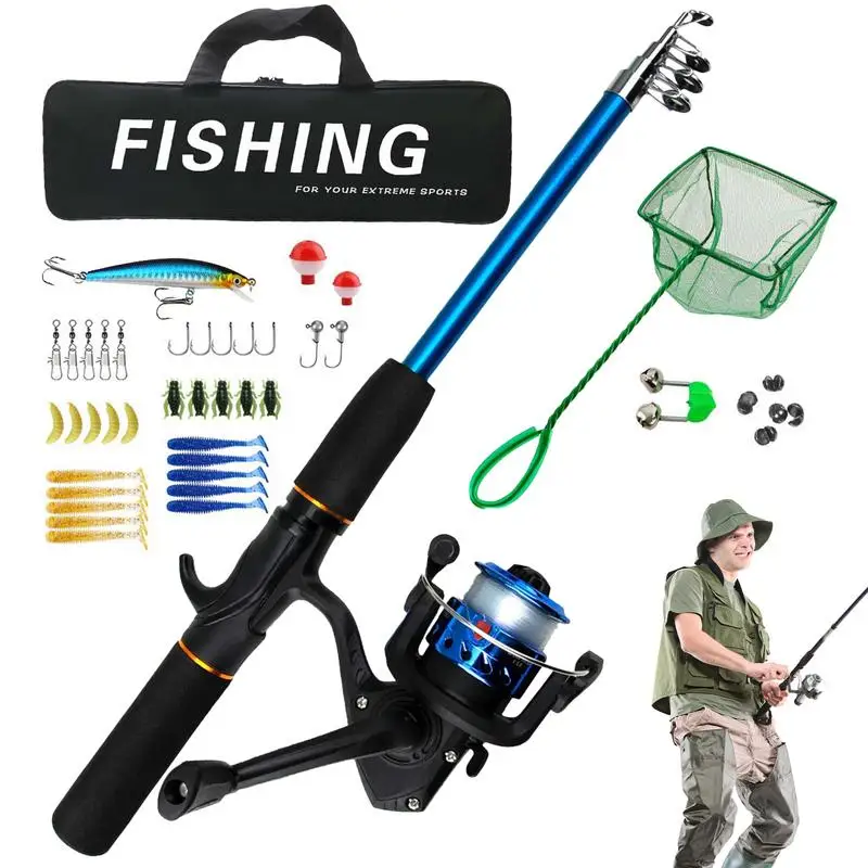 

Fishing Combos Portable Reel Combo Full Kit Spinning Reels Telescopic Fishing Pole Fishing Carrier Bag Portable For Saltwater