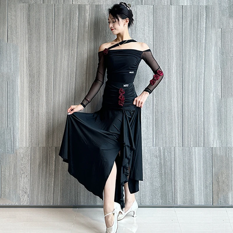 New Ballroom Dance Dress Women Leotard Tops Black Skirt Flower Dance Clothes Waltz Costume Practice Competition Dress BL11938
New Ballroom Dance Dress Women Leotard Tops Black Skirt Flower Dance Clothes Waltz Costume Practice Competition Dress BL11938