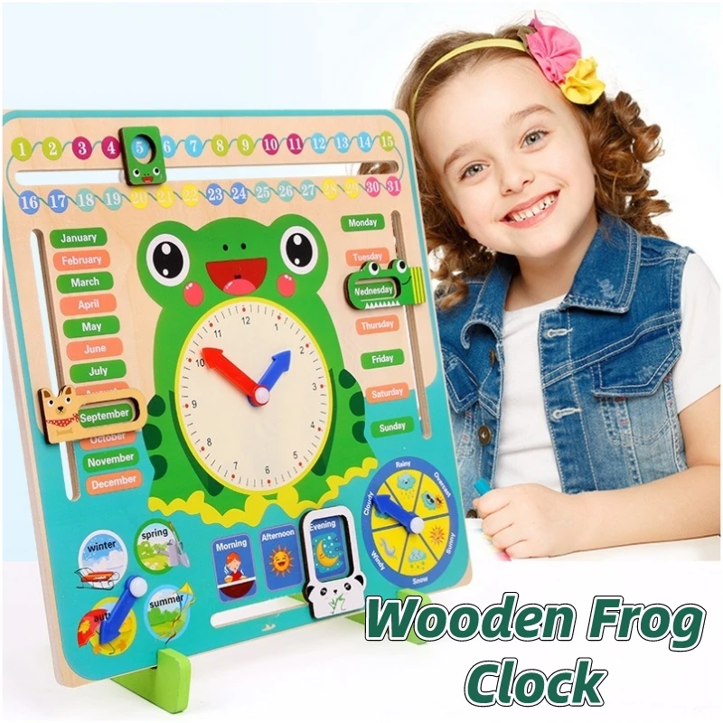 Wooden Frog Clock for Kids Montessori Toys Weather Season Calendar Cognition Preschool Education Teaching Toys Children Gift
Wooden Frog Clock for Kids Montessori Toys Weather Season Calendar Cognition Preschool Education Teaching Toys Children Gift