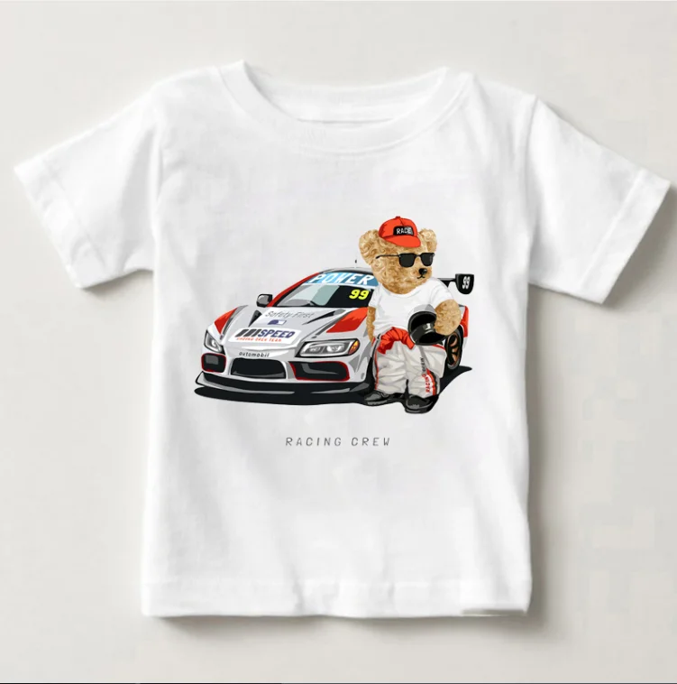 Cute Bear Riding Car Print Boys And Girls White T-shirt Children's Summer Harajuku Kawaii Funny Baby Y2K Clothes
Cute Bear Riding Car Print Boys And Girls White T-shirt Children's Summer Harajuku Kawaii Funny Baby Y2K Clothes