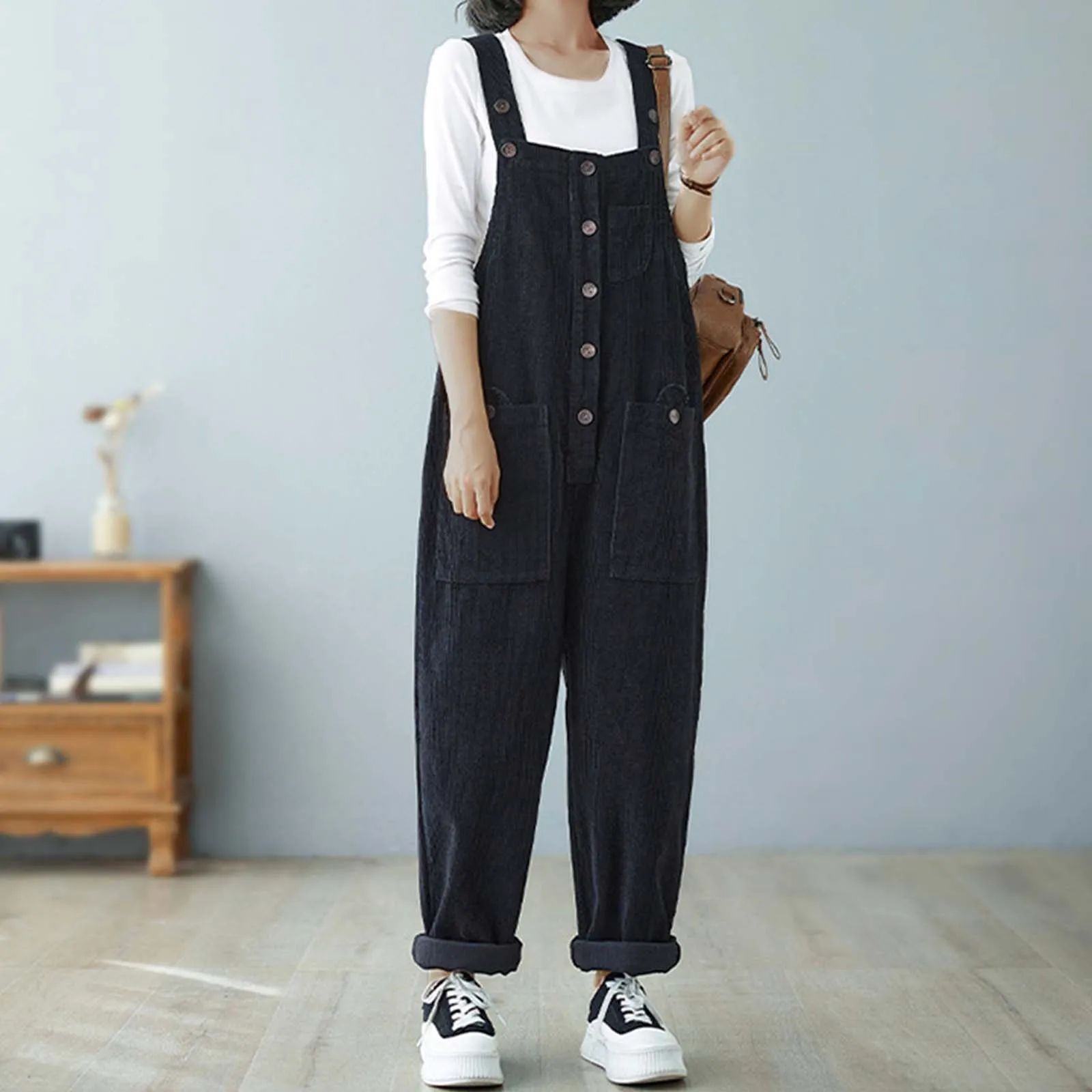 Women's Fashion Denim Jumpsuit Vintage Casual Wide Leg Corduroy Trouser Pant Strappy Pants Overall Korean Style Streetwear
Women's Fashion Denim Jumpsuit Vintage Casual Wide Leg Corduroy Trouser Pant Strappy Pants Overall Korean Style Streetwear