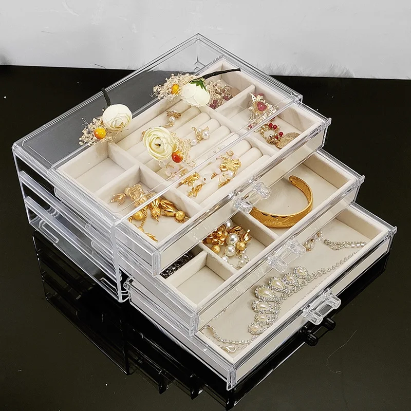3 Layer Jewelry Storage Box Cosmetics Organizer Velvet Earrings Storage Necklace Watch Display Rack Drawer Acrylic Cabinet
3 Layer Jewelry Storage Box Cosmetics Organizer Velvet Earrings Storage Necklace Watch Display Rack Drawer Acrylic Cabinet