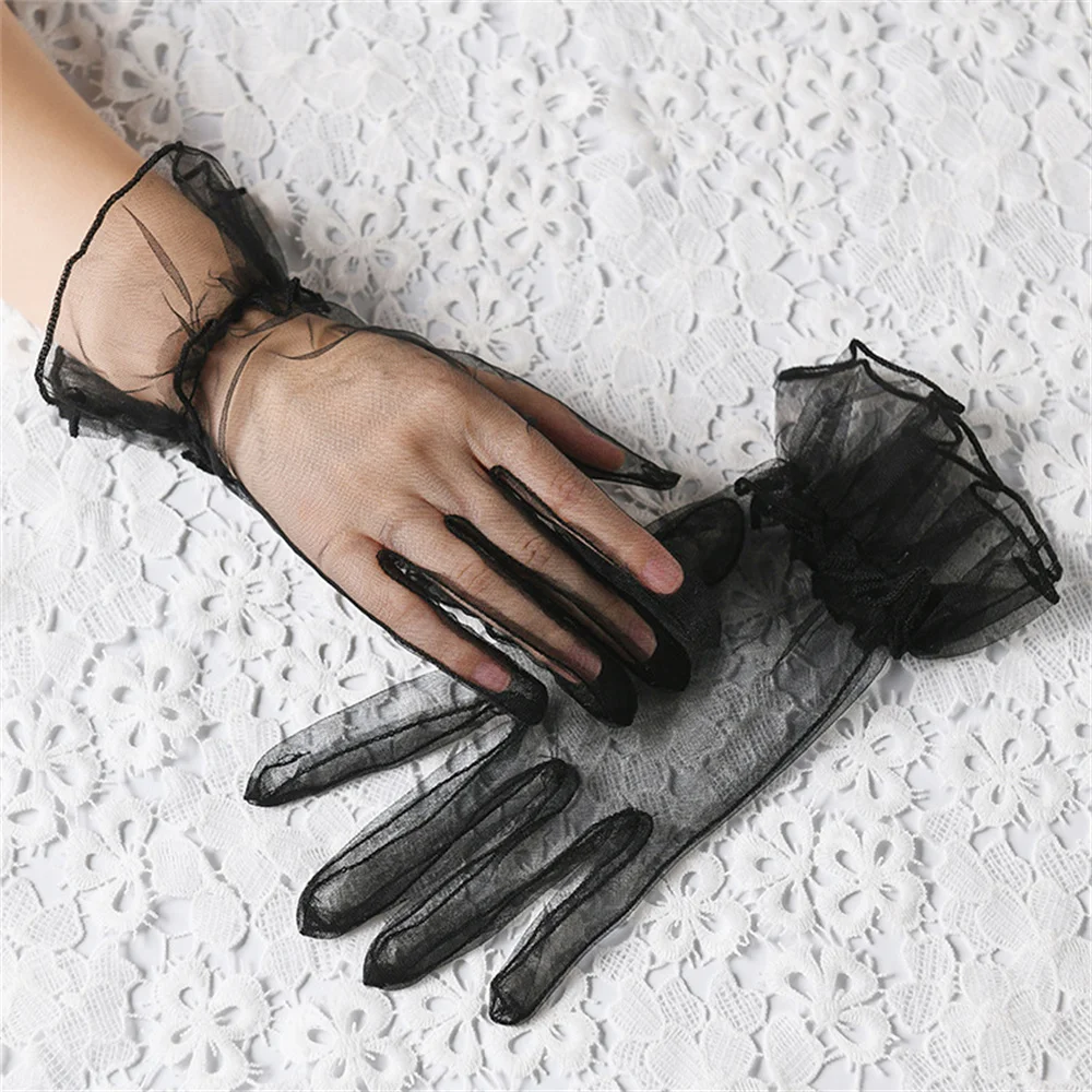 Fashion Women Short Sheer Tulle Gloves Ultra Thin Stretchy Full Finger Mittens Mesh Wrist Wedding Bride Gloves Halloween Party
Fashion Women Short Sheer Tulle Gloves Ultra Thin Stretchy Full Finger Mittens Mesh Wrist Wedding Bride Gloves Halloween Party