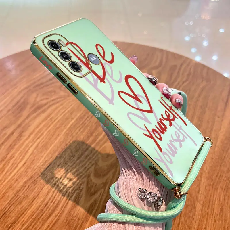 Romantic Love Lanyard Plating Phone Case For Motorola Moto G60 G50 G42 G52 G53 G30 G20 G22 E20 Plus G9 Play G8 Power Cover
Romantic Love Lanyard Plating Phone Case For Motorola Moto G60 G50 G42 G52 G53 G30 G20 G22 E20 Plus G9 Play G8 Power Cover