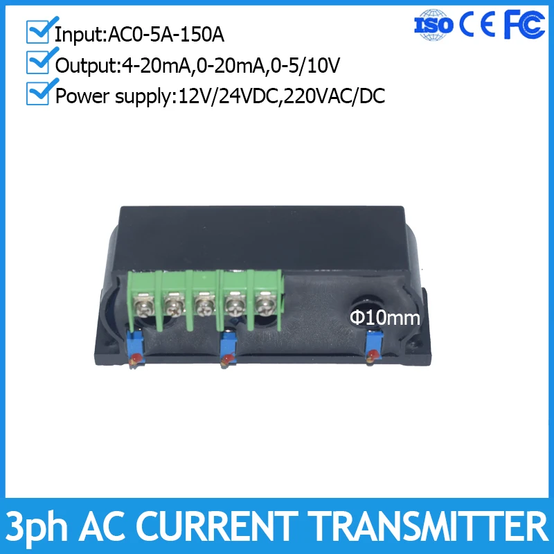 Three phase AC Current Transmitter 4-20mA 0-20mA 0-5V 10V RS485 Output Current Mutual Sensor Perforated Hall Current Transducer
Three phase AC Current Transmitter 4-20mA 0-20mA 0-5V 10V RS485 Output Current Mutual Sensor Perforated Hall Current Transducer