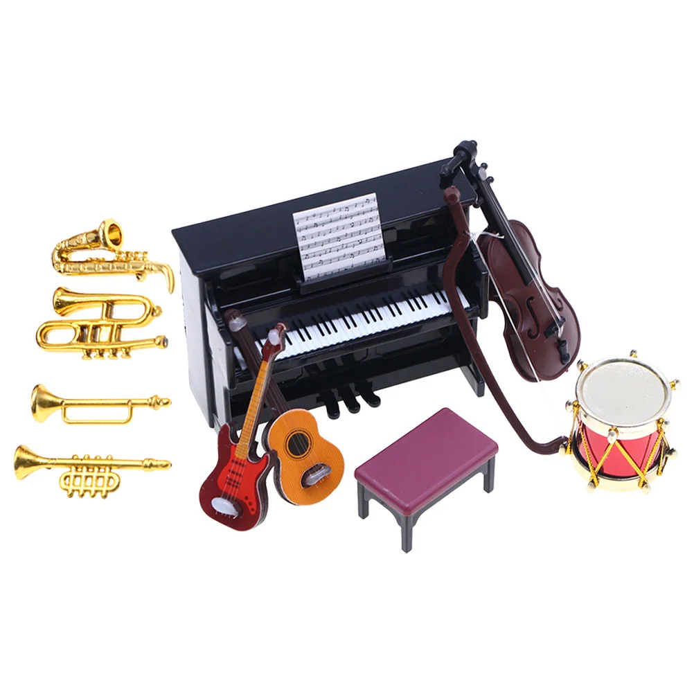 Miniature Musical Instrument Set 1:12 Scale Mini Piano Violin Trumpet Drum Guitar Bass Models Accessories Decoration Doll
Miniature Musical Instrument Set 1:12 Scale Mini Piano Violin Trumpet Drum Guitar Bass Models Accessories Decoration Doll