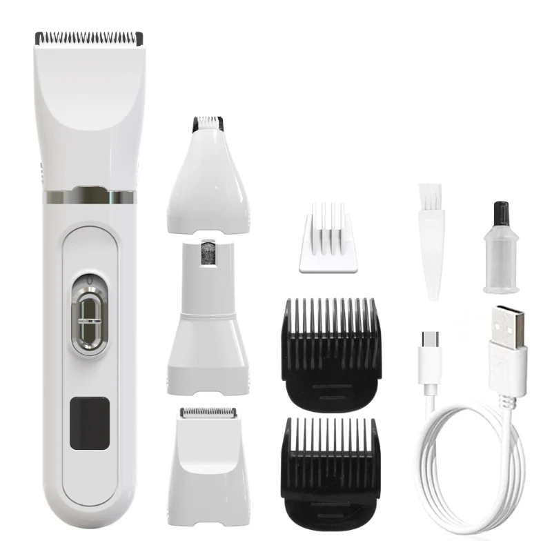 

Professional Pet Hair Trimmer Multi-Functional Dog Cat Hair Clipper 4-In-1 LCD Display Dog Grooming Hairdresser Grinding nail