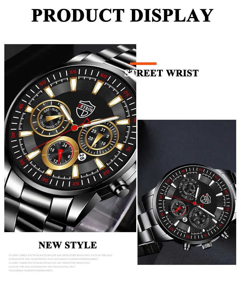 Fashion Men's Watches Business Stainless Steel Quartz Wrist Watch Male Casual Date Luminous Leather Bracelet Clock Fashion Men's Watches Business Stainless Steel Quartz Wrist Watch Male Casual Date Luminous Leather Bracelet Clock