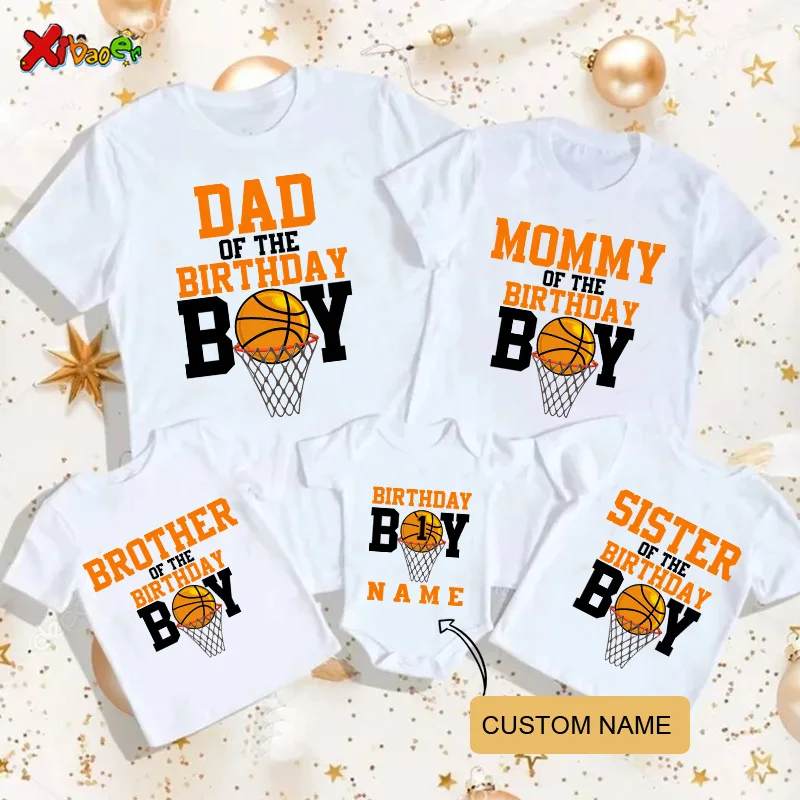 

Papa Mama Family Matching Outfits Daddy Mom Kids Basketball T-shirt Baby Body Suit Family Look Father Shirt Basketball T Shirt