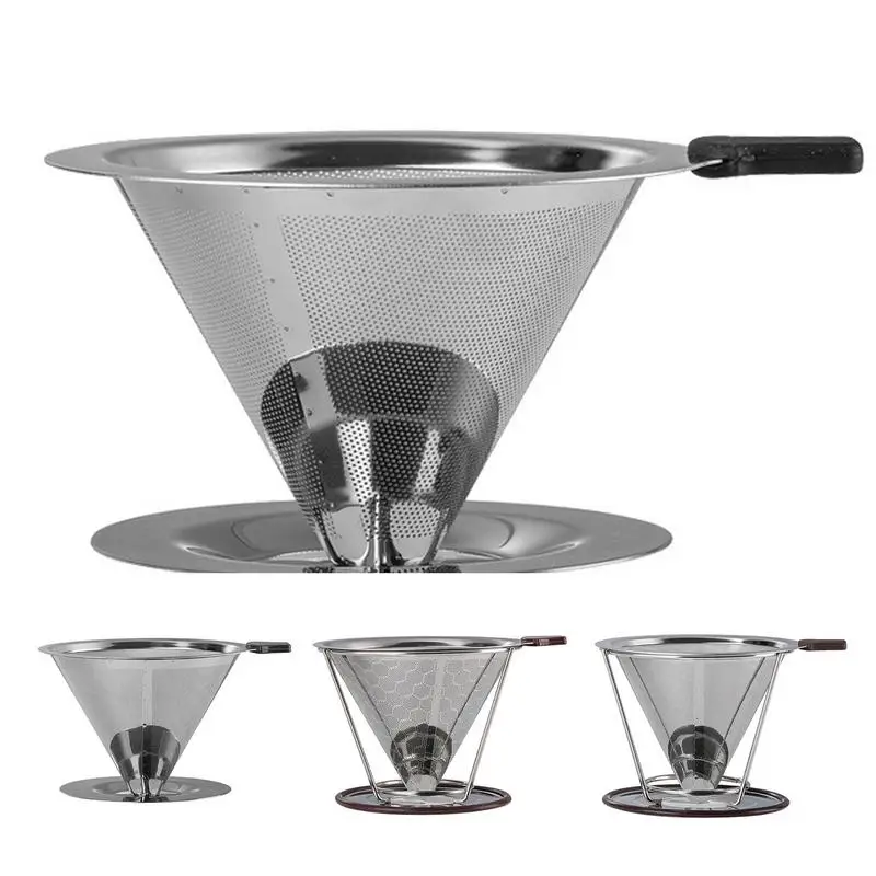 

Stainless Steel Pour Over Coffees Dripper 1PCS portable Convenient Mesh Coffee Tea Filter Effortless durable coffee dripper