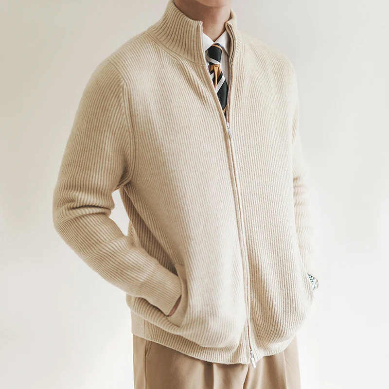 Men's Cashmere Knitwear Cardigan Middle-Aged Stand-up Collar Zip-up Coat knitted Autumn Winter Thick Sweater Men Jacket B217 
Men's Cashmere Knitwear Cardigan Middle-Aged Stand-up Collar Zip-up Coat knitted Autumn Winter Thick Sweater Men Jacket B217