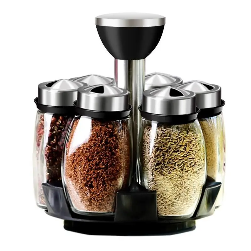 Spice Jar Set Rack Glass Organizer Rotating Glass Seasoning Sugar Pepper Bottles Salt Shakers Holder Kitchen Storage Rack
Spice Jar Set Rack Glass Organizer Rotating Glass Seasoning Sugar Pepper Bottles Salt Shakers Holder Kitchen Storage Rack