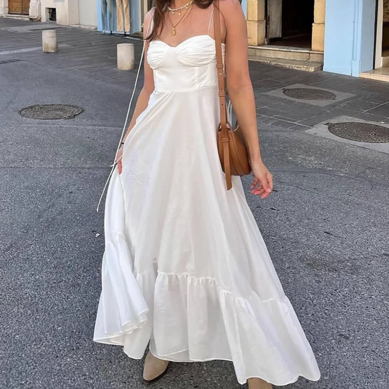 White Chic Sling Regency Dress For Women Backless Sleeveless Elegant Lace-Up Sweet A-line Summer Fashion Party Dress Cocktail
White Chic Sling Regency Dress For Women Backless Sleeveless Elegant Lace-Up Sweet A-line Summer Fashion Party Dress Cocktail
