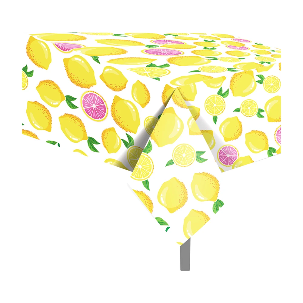 

130*220cm PE Summer Lemon Fruit Baby Shower BIRTHDAY Party Disposable Tablecloths Tablecovers Wedding Hawaii Party Decorations