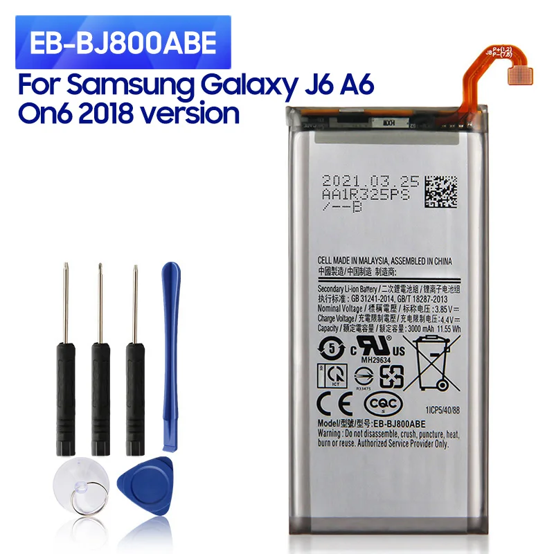 

NEW Replacement Phone Battery EB-BJ800ABE for Samsung Galaxy J6 On6 A6 2018 Version SM-A600F J600 3000mAh