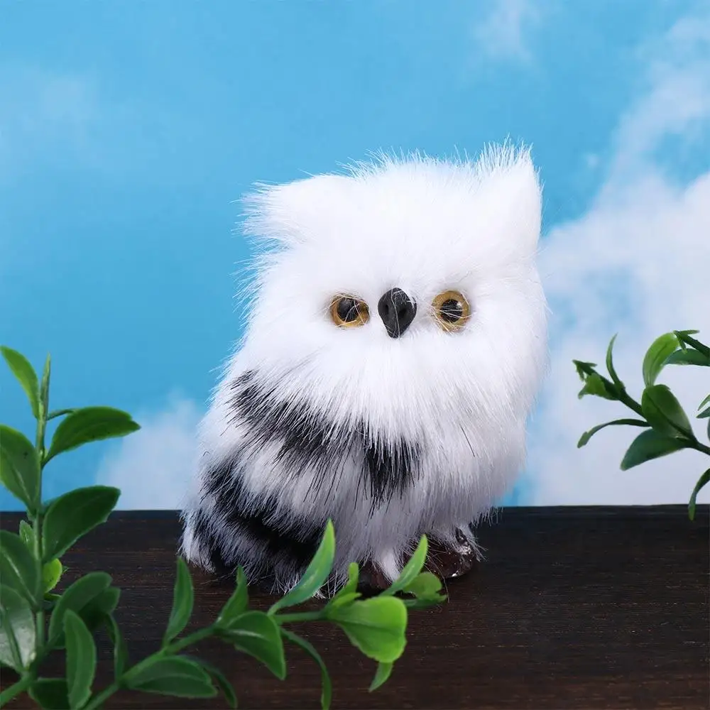 

Miniature Figurines Garden Decor Furry Bird Photo Prop Owl Ornament Lifelike Animal Owl Owl Plush Toys Artificial Owl