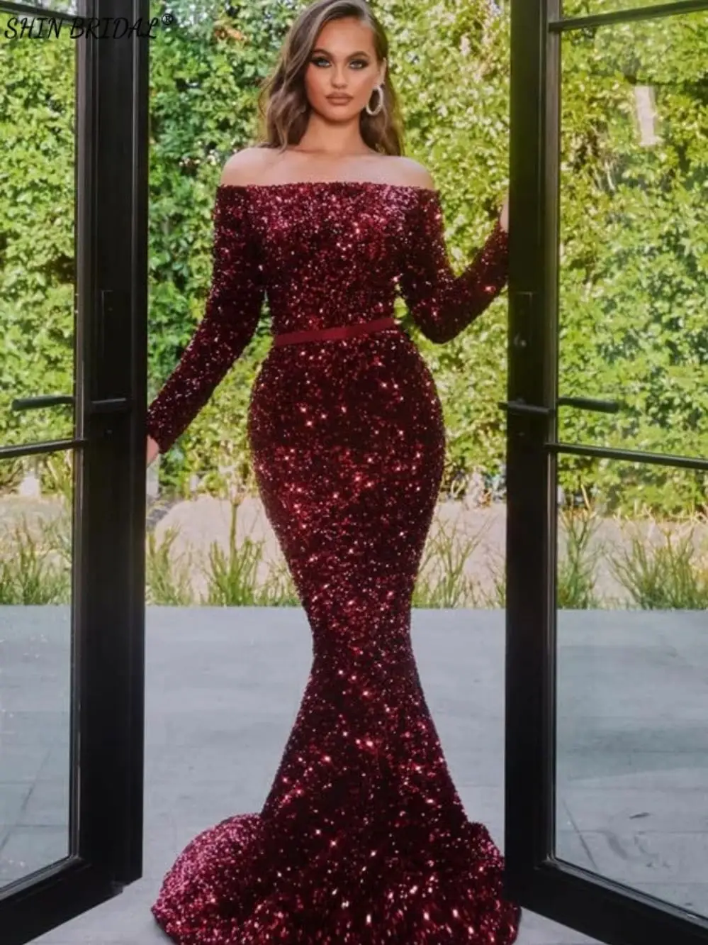 SHIN BRIDAL Sequin Sparkly Off the Shoulder Evening Dresses For Women Glitter Sexy Floor Length Backless Mermaid Wedding Dresses
SHIN BRIDAL Sequin Sparkly Off the Shoulder Evening Dresses For Women Glitter Sexy Floor Length Backless Mermaid Wedding Dresses