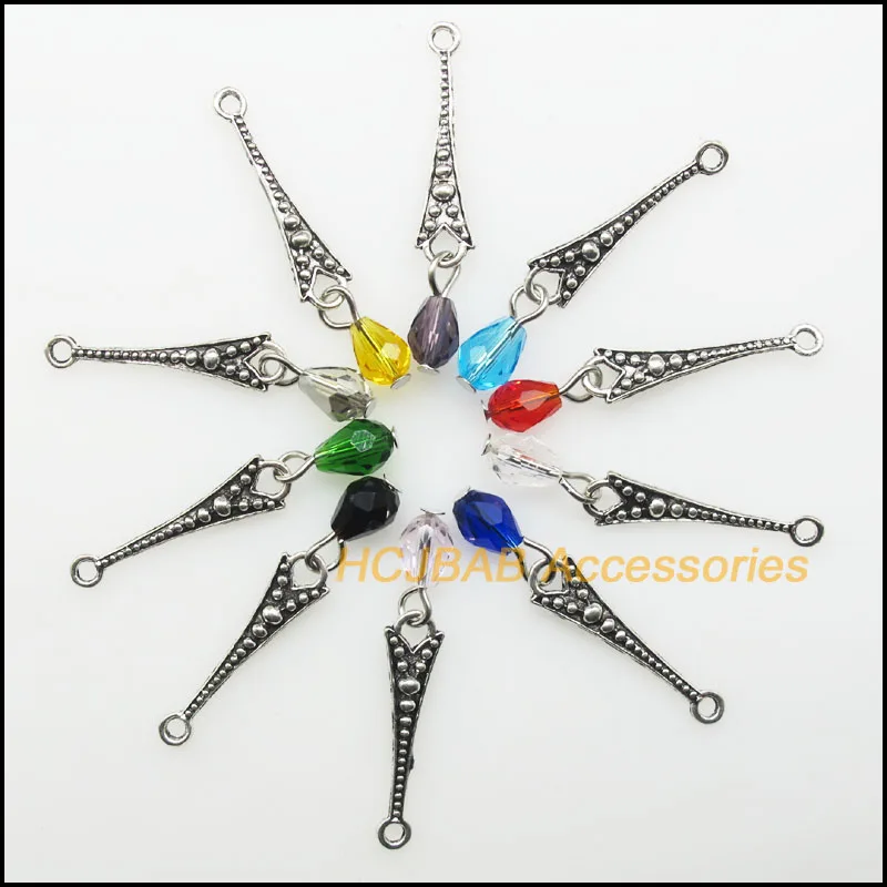 20 New Tower Triangle Charms Tibetan Silver Plated Pendants Mixed Teardrop Crystal 7x26mm
20 New Tower Triangle Charms Tibetan Silver Plated Pendants Mixed Teardrop Crystal 7x26mm