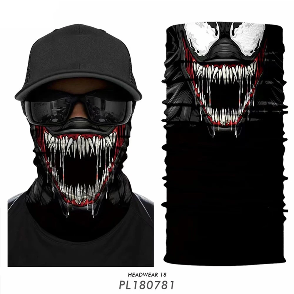 

3D Venom Bandana Halloween Neck Gaiter Sport Scarf Cycling Bandanas Braga Cuello Ski Mask Motorcycle Face Cover Balaclava Summer