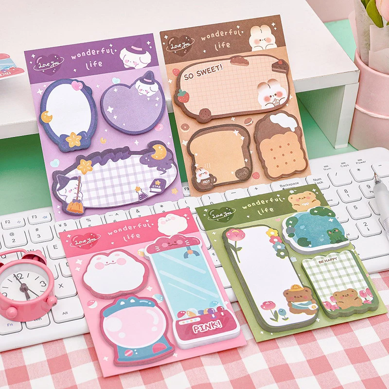 

Kawaii Cartoon Strawberry Rabbit Bear Sticky Notes Memo Pad Cute Message N Times Sticky Office Stationery Supply Journal Planner