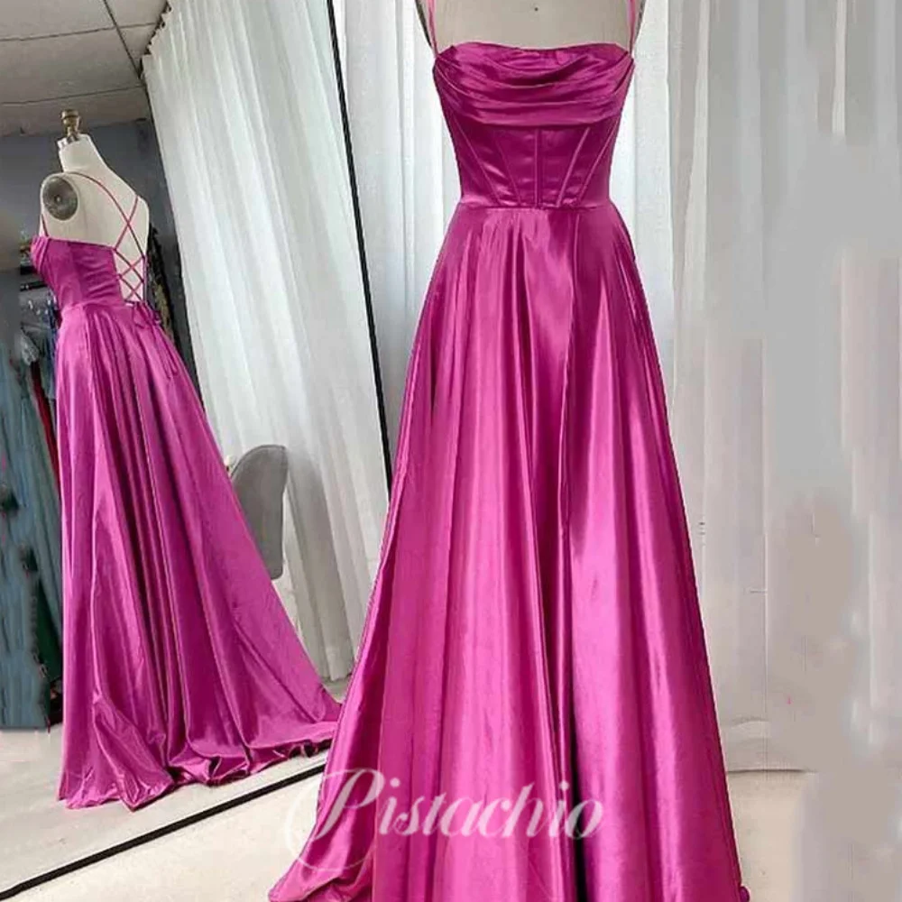 

Party Dress Elegant Spaghetti Straps Backless Sexy Evening Gowns For Women A Line Floor Length Simple Prom Dresses فساتين سهرة