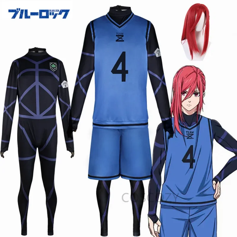 

Костюм для косплея из аниме Blue Lock No.4, футболка, Isagi Yoichi, парик, одежда Chigiri Hyouma, Спортивная команда Z No.4, бахира мегуру для мужчин
