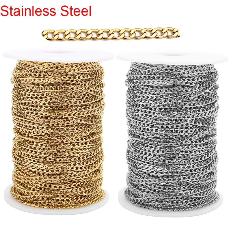 2meters Stainless Steel Cuban Chains Bulk Diameter 3mm Necklace Link Chains Lot for Craft Bracelet Jewelry Making Accessories
2meters Stainless Steel Cuban Chains Bulk Diameter 3mm Necklace Link Chains Lot for Craft Bracelet Jewelry Making Accessories