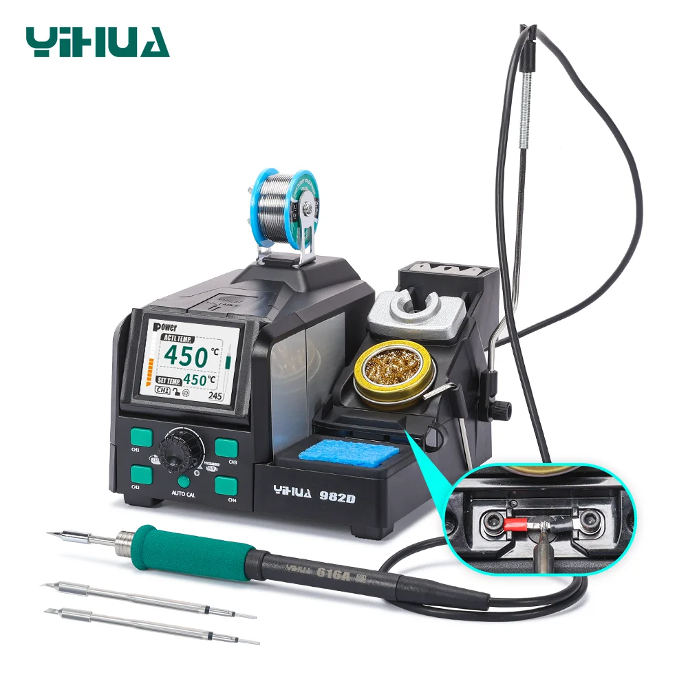 YIHUA 982D 2S Rapid Heating 245 Soldering Iron Station for Precision Welding with Auto Temperture Celibration 4 Preset Channels
YIHUA 982D 2S Rapid Heating 245 Soldering Iron Station for Precision Welding with Auto Temperture Celibration 4 Preset Channels