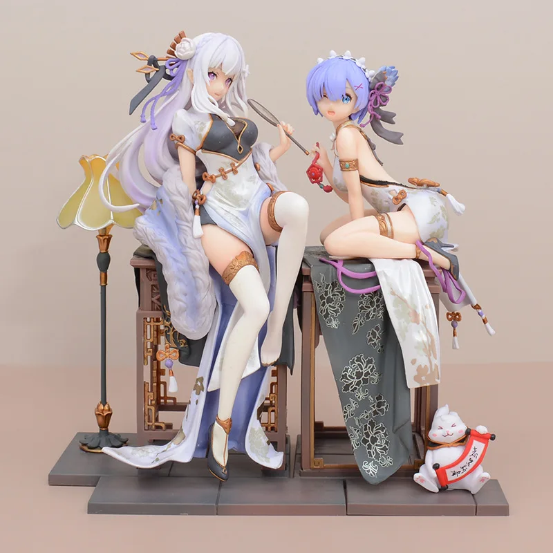 

Anime Figure Re:Life In A Different World From Zero Kawaii Cheongsam Rem Emilia Figurine Collectible Model Toy Decoration Gifts