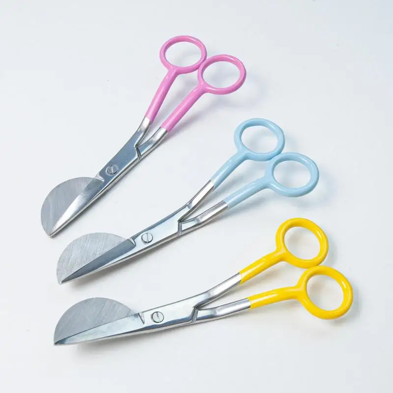 

Duckbill Scissors Stainless Steel Applique Blades with Knives Edge Angled Handle Household Sharp Precise Sewing Crafting Shears