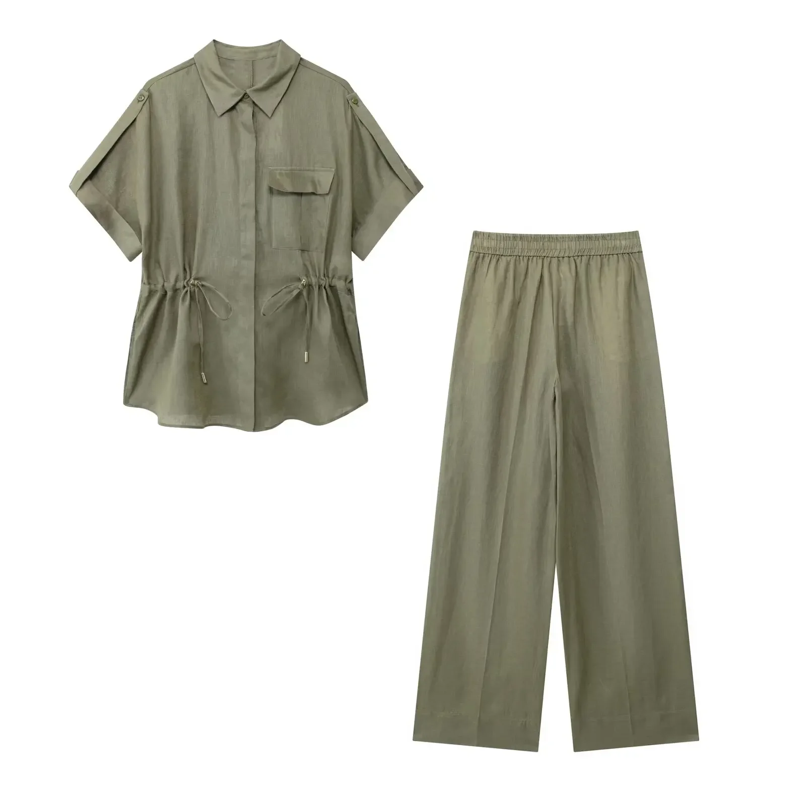 Women's new fashion adjustable waist design casual linen blend shirt retro short sleeved Button up women's shirt chic top
Women's new fashion adjustable waist design casual linen blend shirt retro short sleeved Button up women's shirt chic top