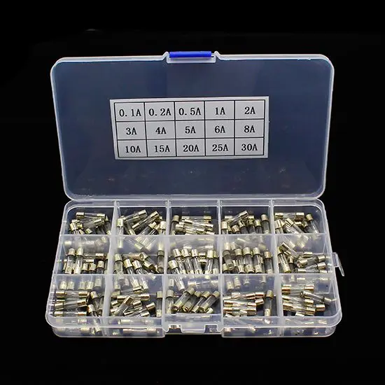 

15Kinds 150pcs 5*20 Fast-blow Glass Tube Fuses Car Glass Tube Fuses Assorted Kit 5X20 with Box fusiveis 0.1A-30A Household Fuses