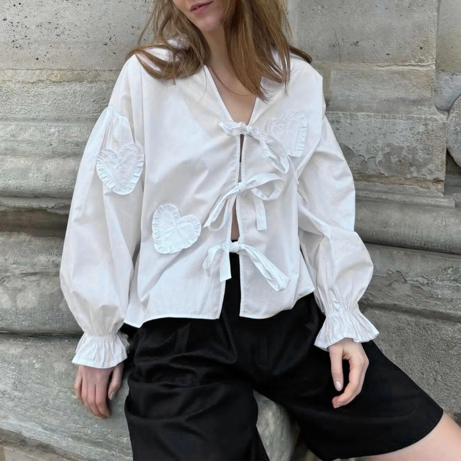 hirigin Women Loose Long Sleeve Shirt Casual Heart Ruffles Tie Front Tops Basic Blouses for Club Streetwear Aesthetic Clothes
hirigin Women Loose Long Sleeve Shirt Casual Heart Ruffles Tie Front Tops Basic Blouses for Club Streetwear Aesthetic Clothes