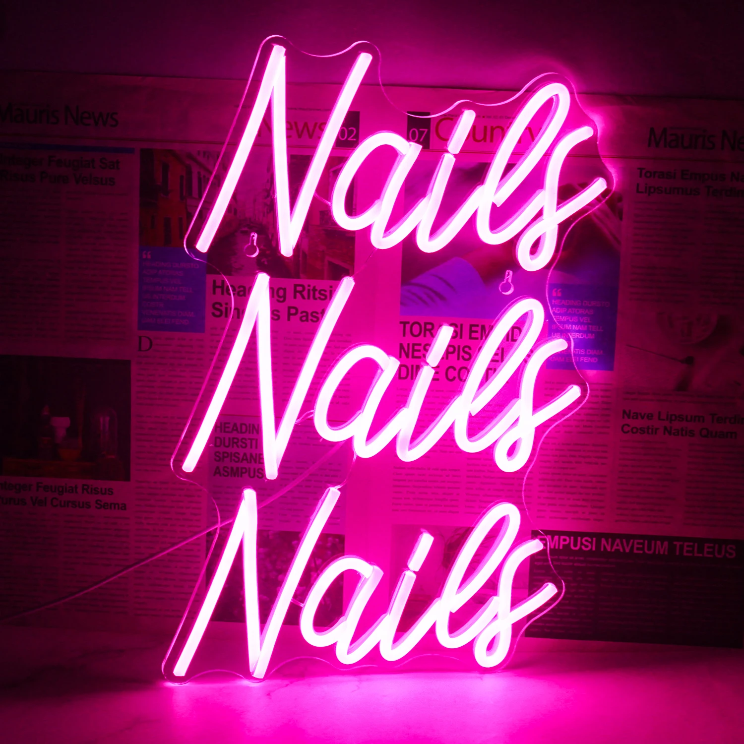 Generic Nails Neon Sign Led Pink Neon Light Up Signs For Wall Decor Usb