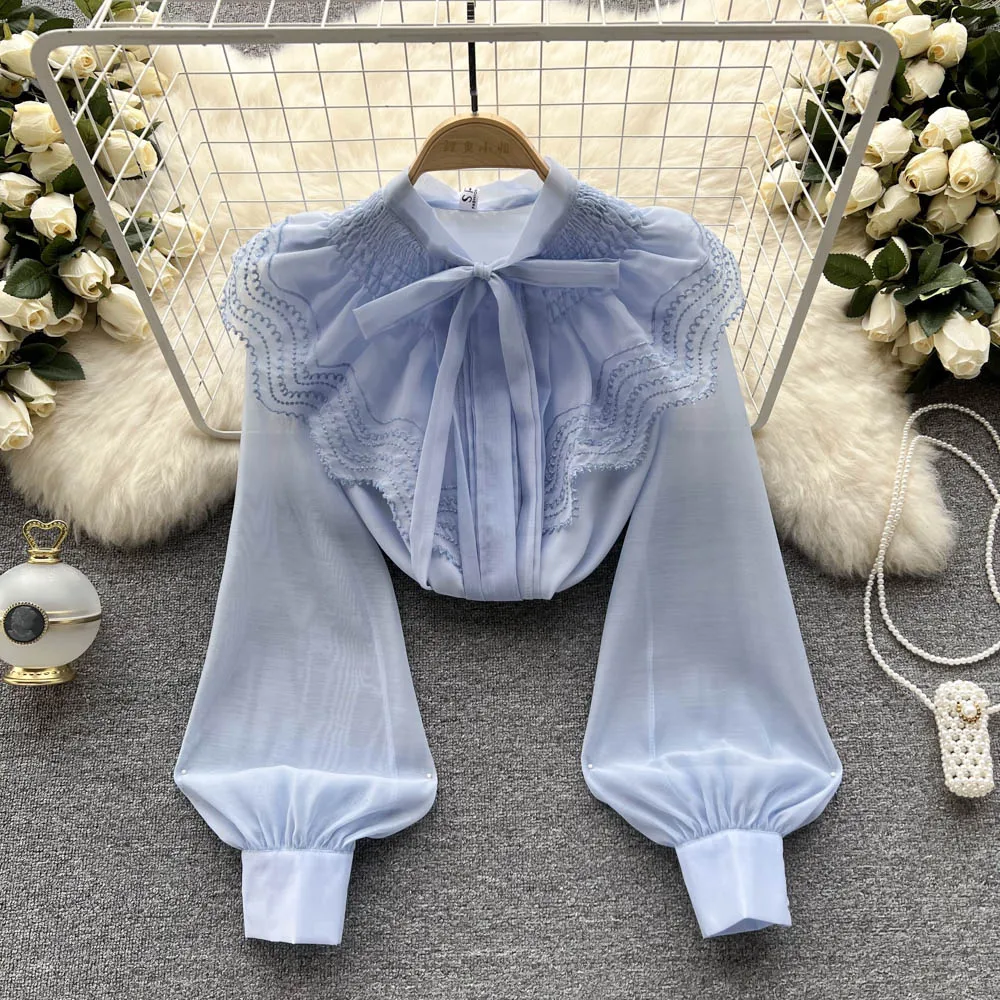 2022 Early Spring New Baby Collar Design Feeling Ruffle Chiffon Shirt Design Feeling Niche Bubble Sleeve Top Fashion
2022 Early Spring New Baby Collar Design Feeling Ruffle Chiffon Shirt Design Feeling Niche Bubble Sleeve Top Fashion