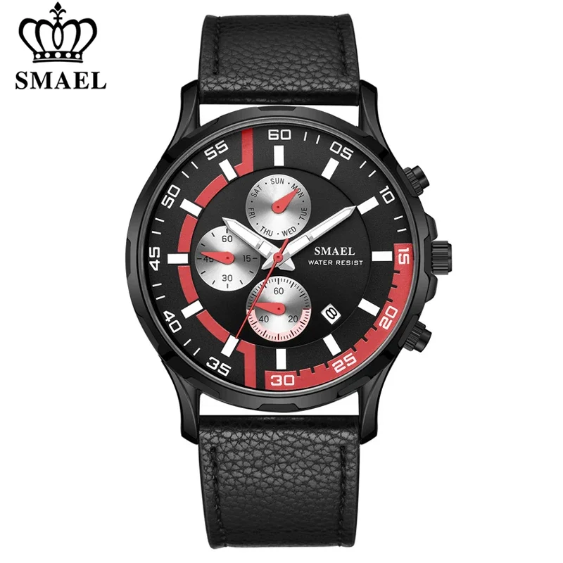 SMAEL Waterproof Men Watches Top Brand Luxury Sport Chronograph Quartz Watch Men Fashion Leather Date Clock Relogio Masculino
SMAEL Waterproof Men Watches Top Brand Luxury Sport Chronograph Quartz Watch Men Fashion Leather Date Clock Relogio Masculino