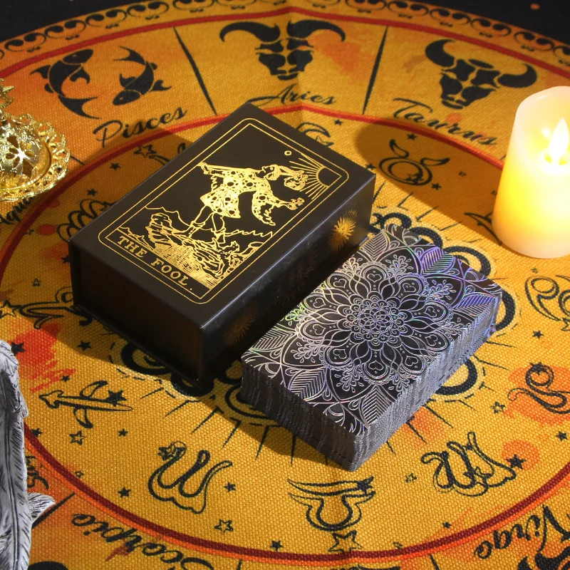 New gold foil laser tarot card color change color printing Tarot card 12*7 plastic PVC waterproof poker divination party game
New gold foil laser tarot card color change color printing Tarot card 12*7 plastic PVC waterproof poker divination party game