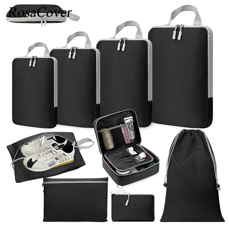 9PCS Compressed Packing Cubes Travel Storage Organizer Set With Shoe Bag Mesh Visual Luggage Portable Lightweight Suitcase Bag
9PCS Compressed Packing Cubes Travel Storage Organizer Set With Shoe Bag Mesh Visual Luggage Portable Lightweight Suitcase Bag