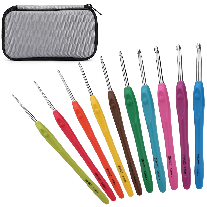 

MIUSIE 1.5-6.0mm Rubber Handle Crochet Hooks Set Knit Weave Craft Yarn Sewing Tools 6/10 Pcs Knitting Needles Kit