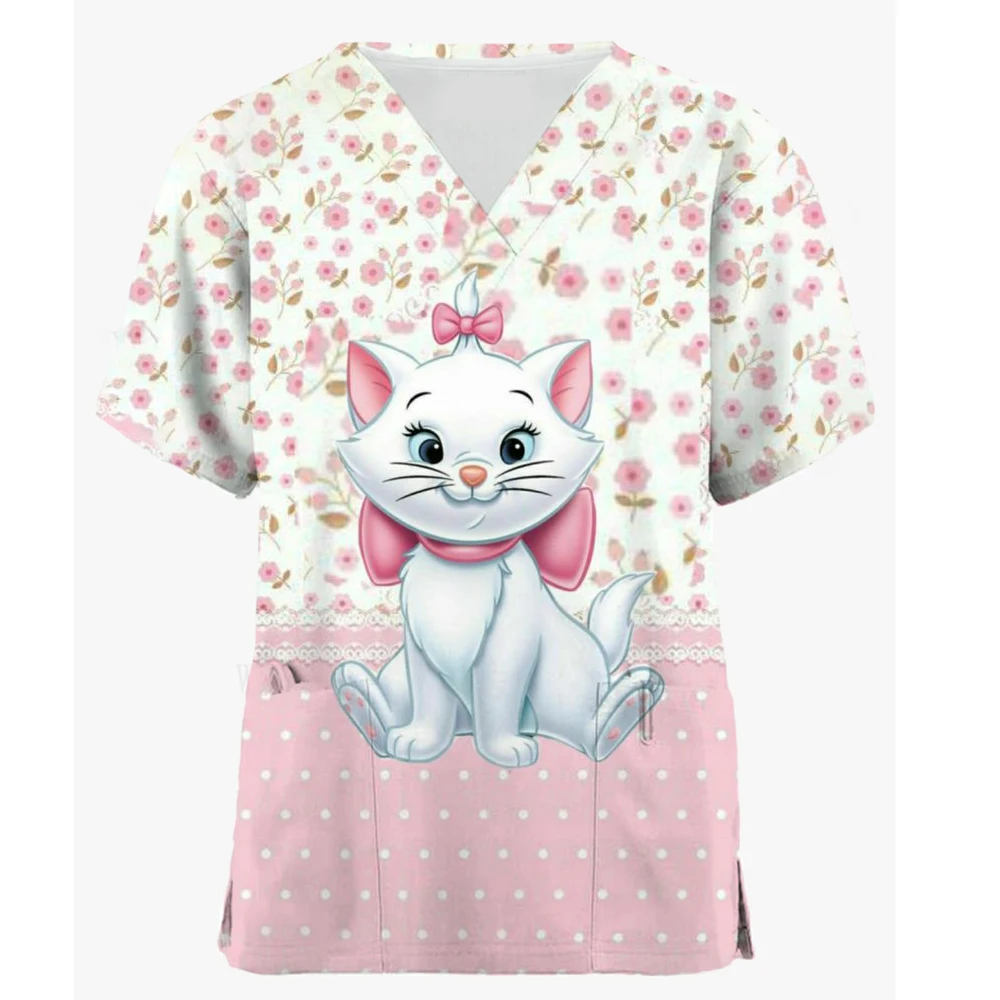 High Quality Disney Marie Cat Print Women's Matte Top V-neck Cartoon Uniform Thin Nurse Top Women Short Sleeves Healthy Tone
High Quality Disney Marie Cat Print Women's Matte Top V-neck Cartoon Uniform Thin Nurse Top Women Short Sleeves Healthy Tone