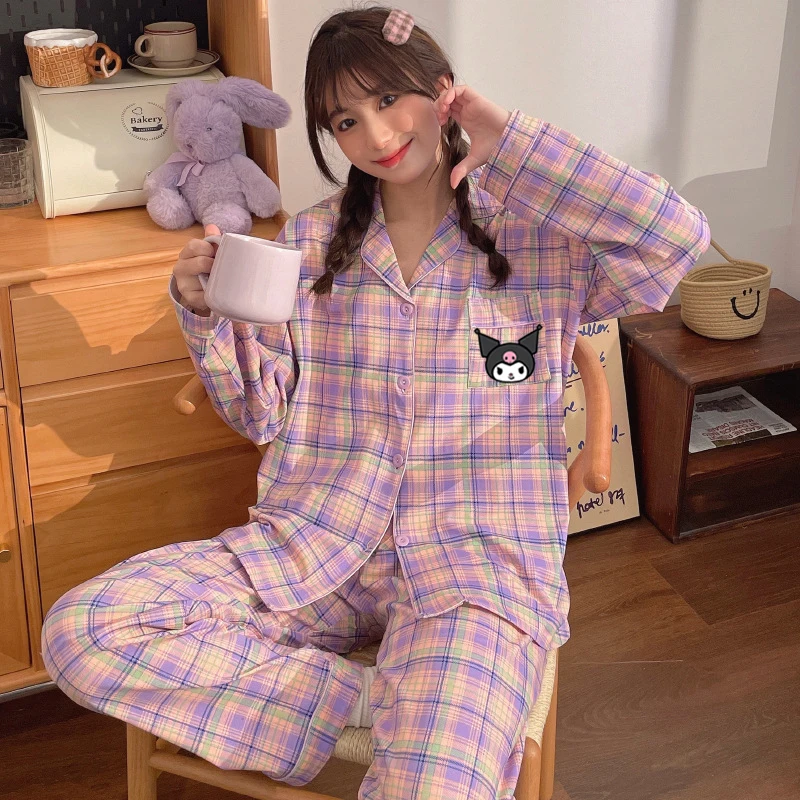 Kuromi Women Pajamas Set Summer Cartoon Sanrio Japanese Simple Cute Sweet Girl Pajamas Set Long-Sleeved Long Pants Loungewearset
Kuromi Women Pajamas Set Summer Cartoon Sanrio Japanese Simple Cute Sweet Girl Pajamas Set Long-Sleeved Long Pants Loungewearset