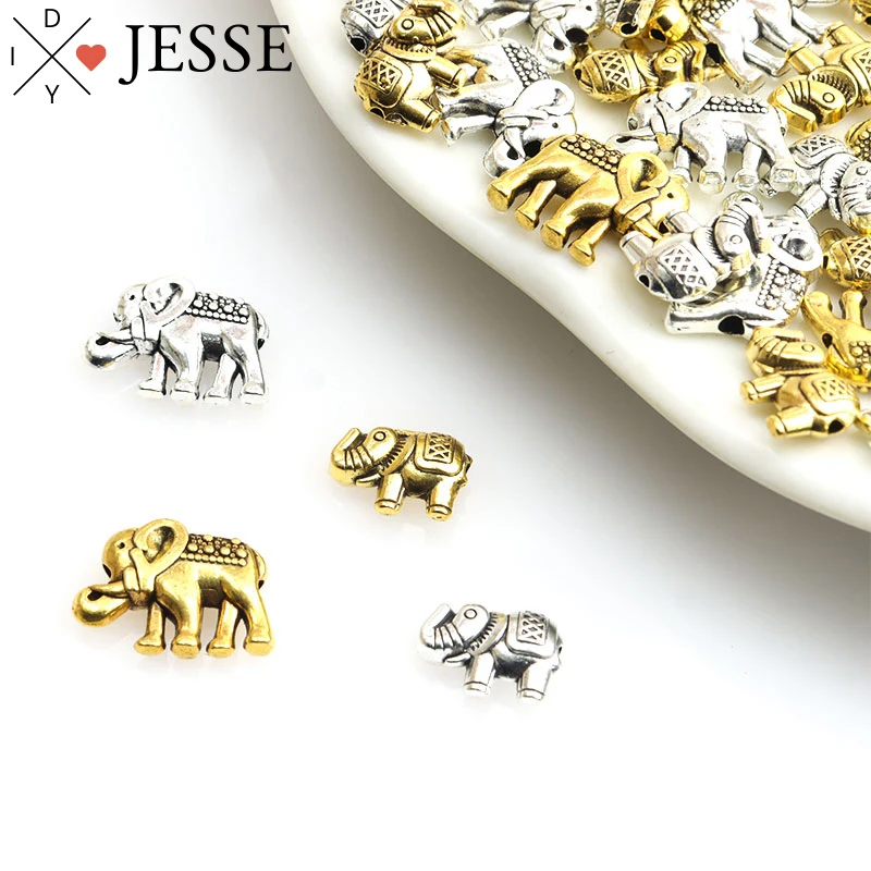 

Elephant Spacer Alloy Beads Antique Gold Silver Color Animal Loose Metal Beads For Jewelry Making Craft Accessories DIY Findings