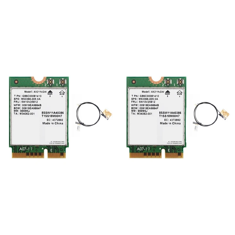 2X Wifi 6E AX211NGW три диапазона 2,4G/5G/6 ГГц Беспроводная сетевая Wi-Fi карта для Bluetooth 5,2 AX211 M.2 Keye Cnvio Windows10
2X Wifi 6E AX211NGW три диапазона 2,4G/5G/6 ГГц Беспроводная сетевая Wi-Fi карта для Bluetooth 5,2 AX211 M.2 Keye Cnvio Windows10