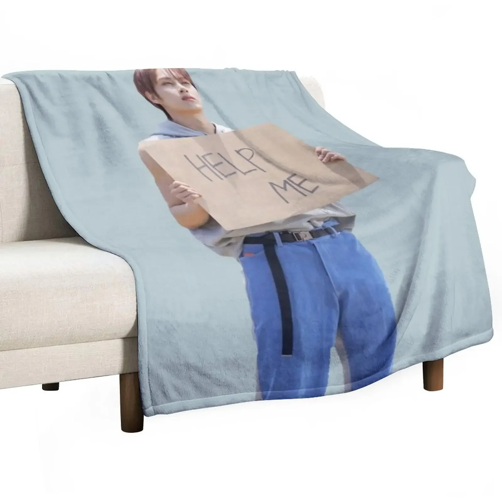 

Jun Help Me Sign Throw Blanket Nap Plaid on the sofa valentine gift ideas Blankets