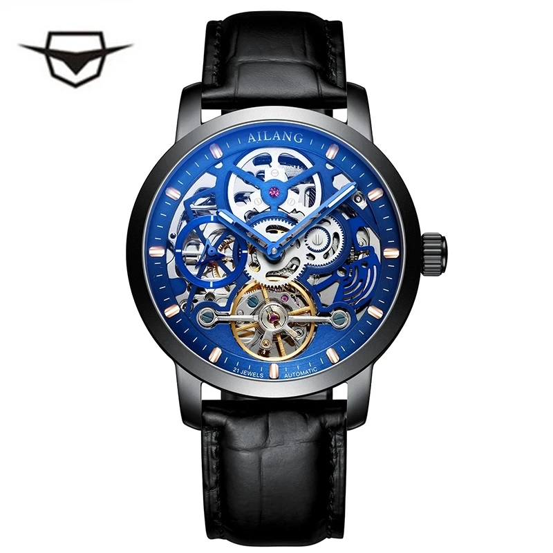 

AILANG Top Luxury Brand Luminous 50M Waterproof Automatic Mechanical Watch Fashion Tourbillon Skeleton Men Watch 2024 New Reloj
