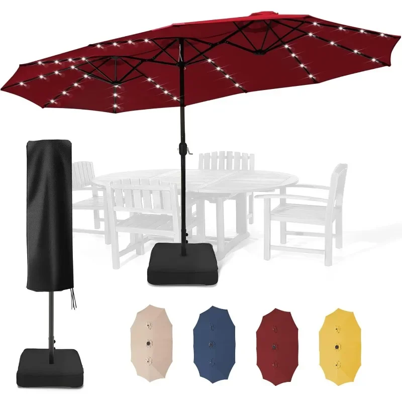 40LED 15ft Large Patio Umbrellas with Base Included and Umbrella Cover, Outdoor Double-Sided Umbrella
40LED 15ft Large Patio Umbrellas with Base Included and Umbrella Cover, Outdoor Double-Sided Umbrella
