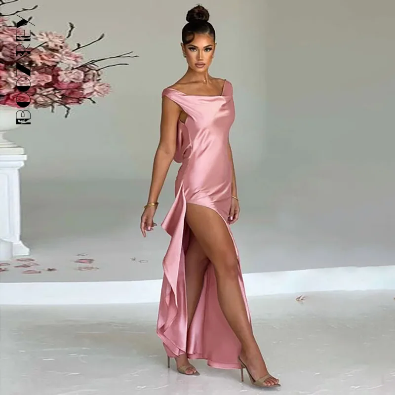 BoozRey Sexy Satin Backless Sleeveless Slim Split Maxi Dresses Women 2023 Summer Elegant Low Cut Suspenders Party Club Dress 
BoozRey Sexy Satin Backless Sleeveless Slim Split Maxi Dresses Women 2023 Summer Elegant Low Cut Suspenders Party Club Dress
