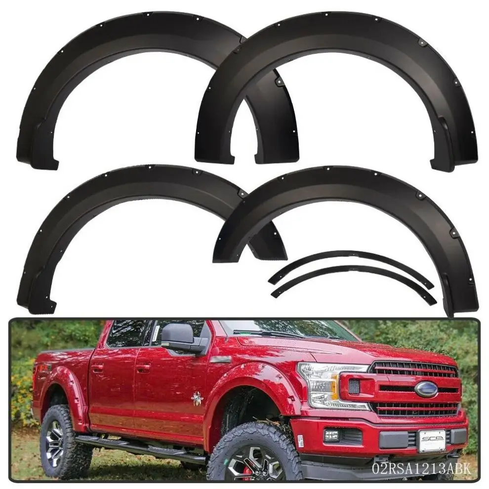 

2015 2016 2017 raptor accessories Textured Pocket Bolt/Rivet Fender Flares Wheel Cover for ford F150