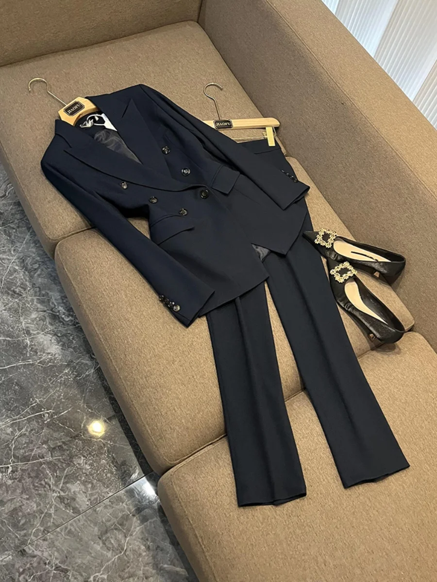 2023 Office Lady Quality Solid Formal Suit Long Sleeve Double-breasted Notched Blazer Pencil Pants Women 2Pcs
2023 Office Lady Quality Solid Formal Suit Long Sleeve Double-breasted Notched Blazer Pencil Pants Women 2Pcs