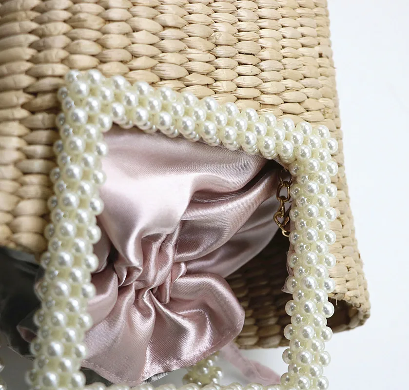 Pearl Beaded Wicker Tote - Luxury Beach Basket 14 S5ca5fe31a8884669879f305ca60a0561i
